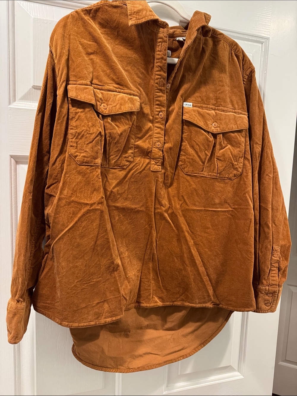 Orvis Corduroy Button-Up Popover Shirt in Brown Size L Worn Once - Picture 6 of 7